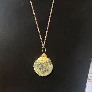 Gold Wire-Wrapped Black Ash Maligano Pendant Necklace